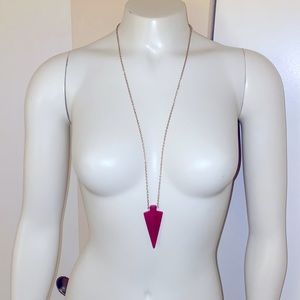 Pink and Gold Long Arrow Head Pendant Necklace